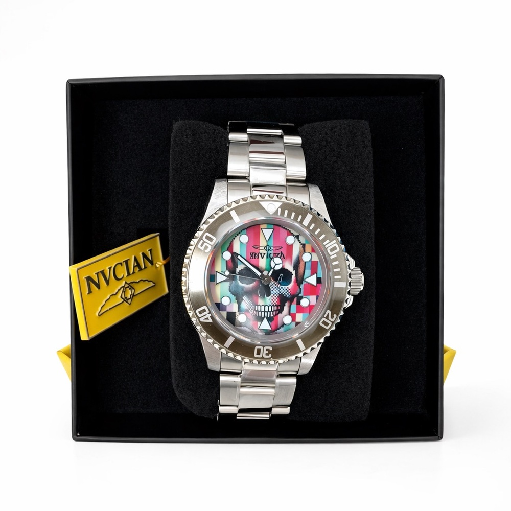 New Invicta 40mm Pop Art Limited Edition Multi Color Skull Dial Quartz 200m - Picture 5 of 5